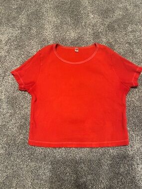 Uniqlo Ribbed Baby Tee - Hand dyed Red